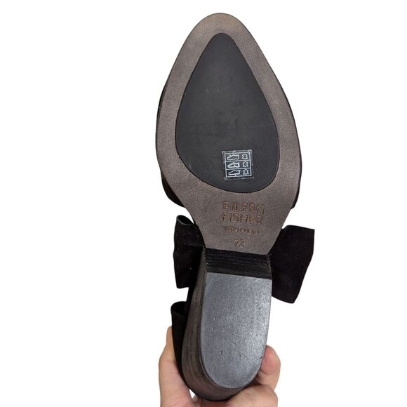 Eileen Fisher Size 7.5 Black Suede Mary Shoes Cuban Heel Twisted Strap Sexy! - Picture 14 of 16